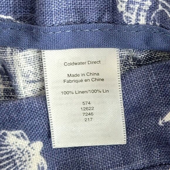 Coldwater Creek Pants Womens 16 Seashell Blue 100% Linen Wide Leg Elastic Waist - Picture 11 of 12